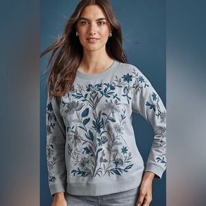 NIP J. JILL INTRICATELY EMBROIDERED SWEATSHIRT SZ SM